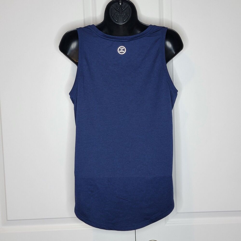 Women's Sz M Life is Good Namaste Positive Darkest Blue Lightweight Active Tank - Picture 3 of 9